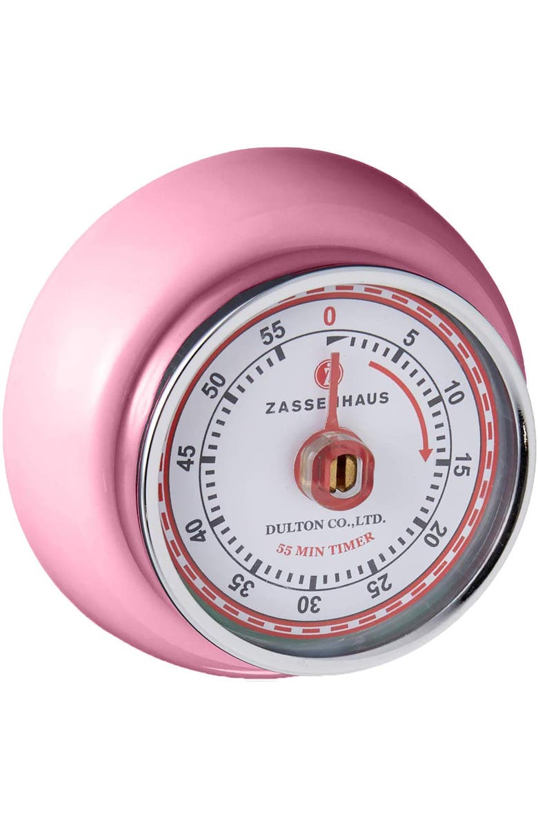ZASSENHAUS Magnetic Retro 60 Minute Kitchen Timer, 2.75-Inch, Alternate, color, Pink