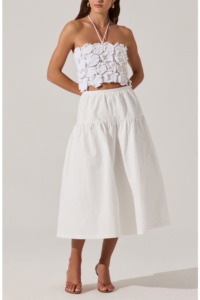 Drop Waist Cotton Blend Skirt, Alternate, color, WHITE