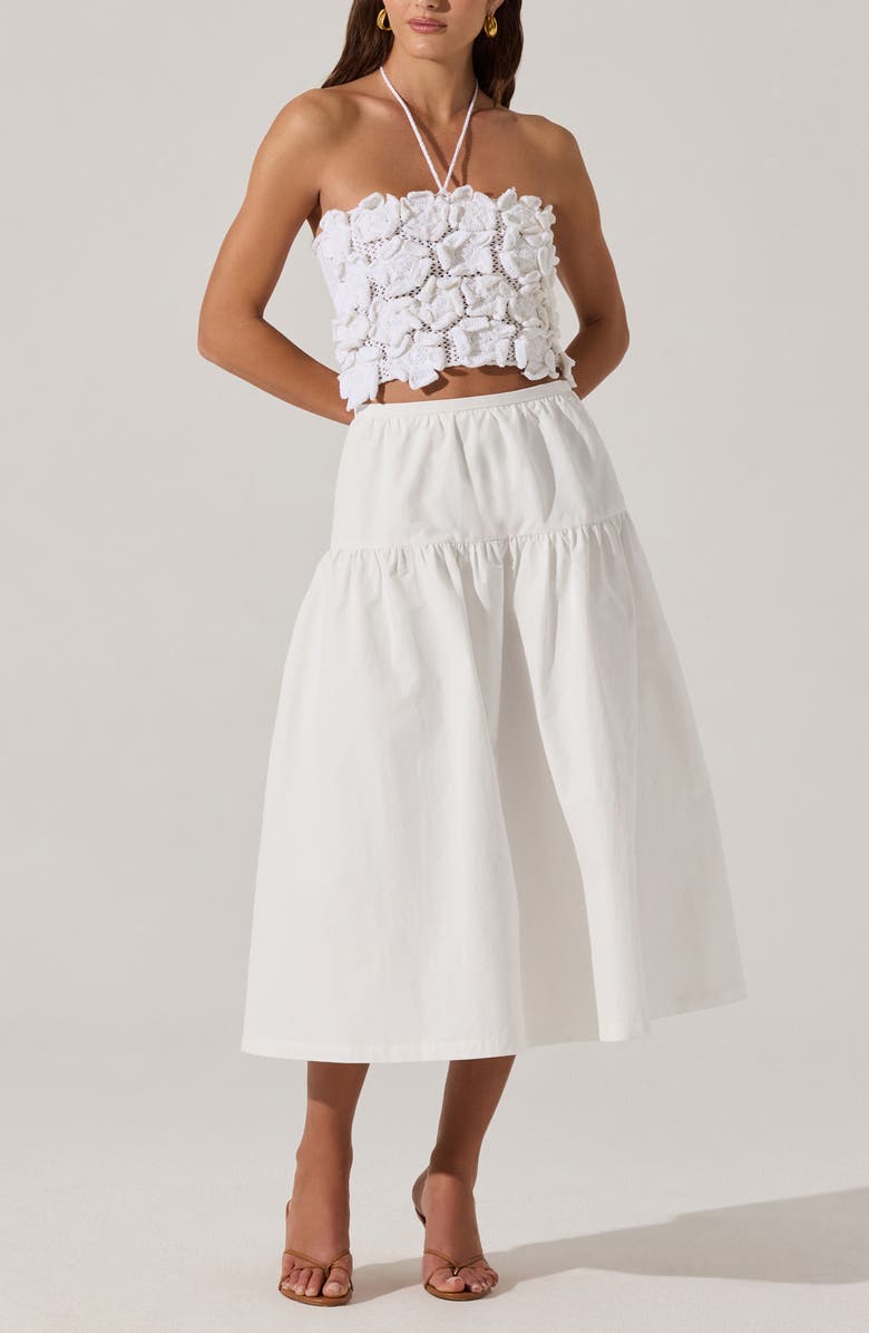 ASTR the Label Drop Waist Cotton Blend Skirt, Alternate, color, White