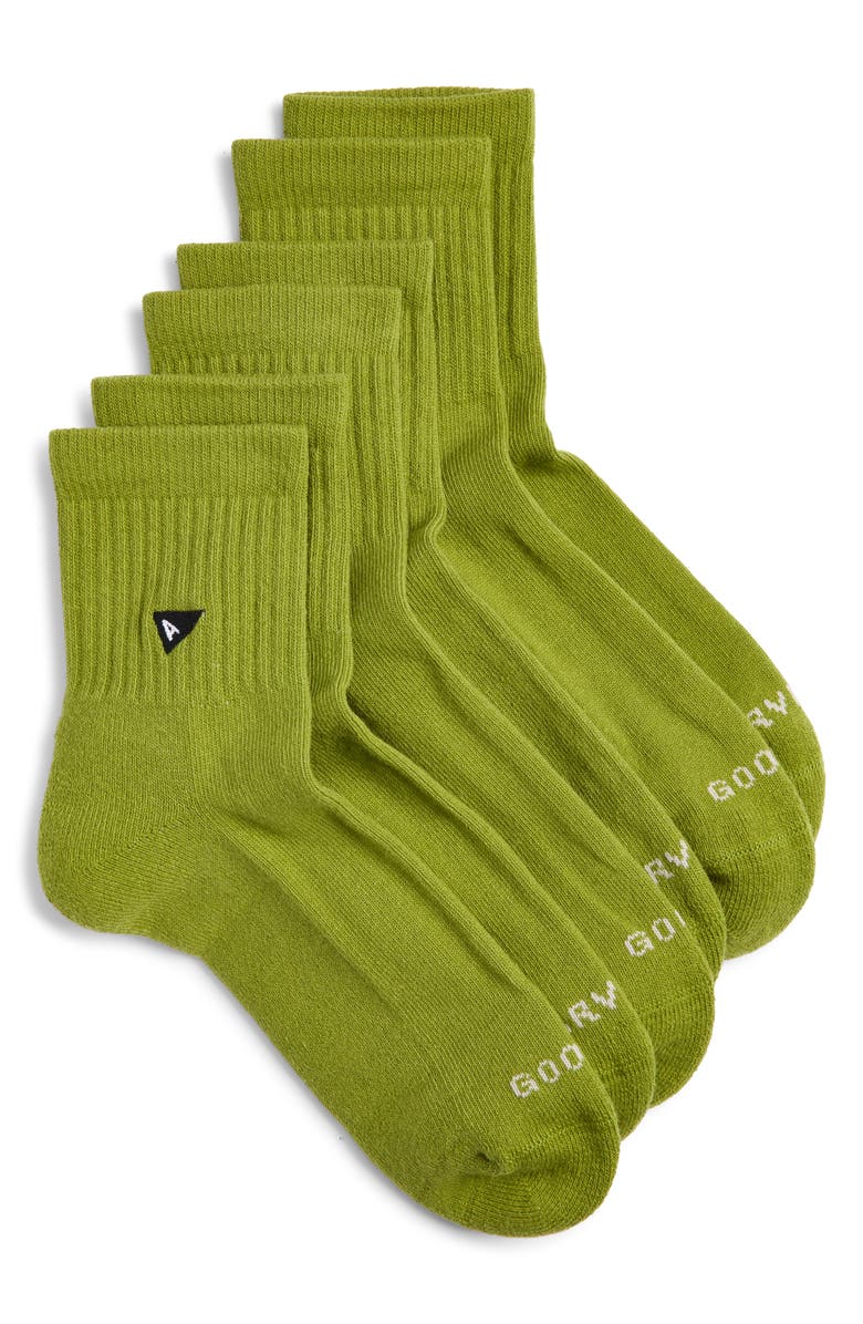 ARVIN GOODS 3-Pack Quarter Crew Socks, Main, color, Green