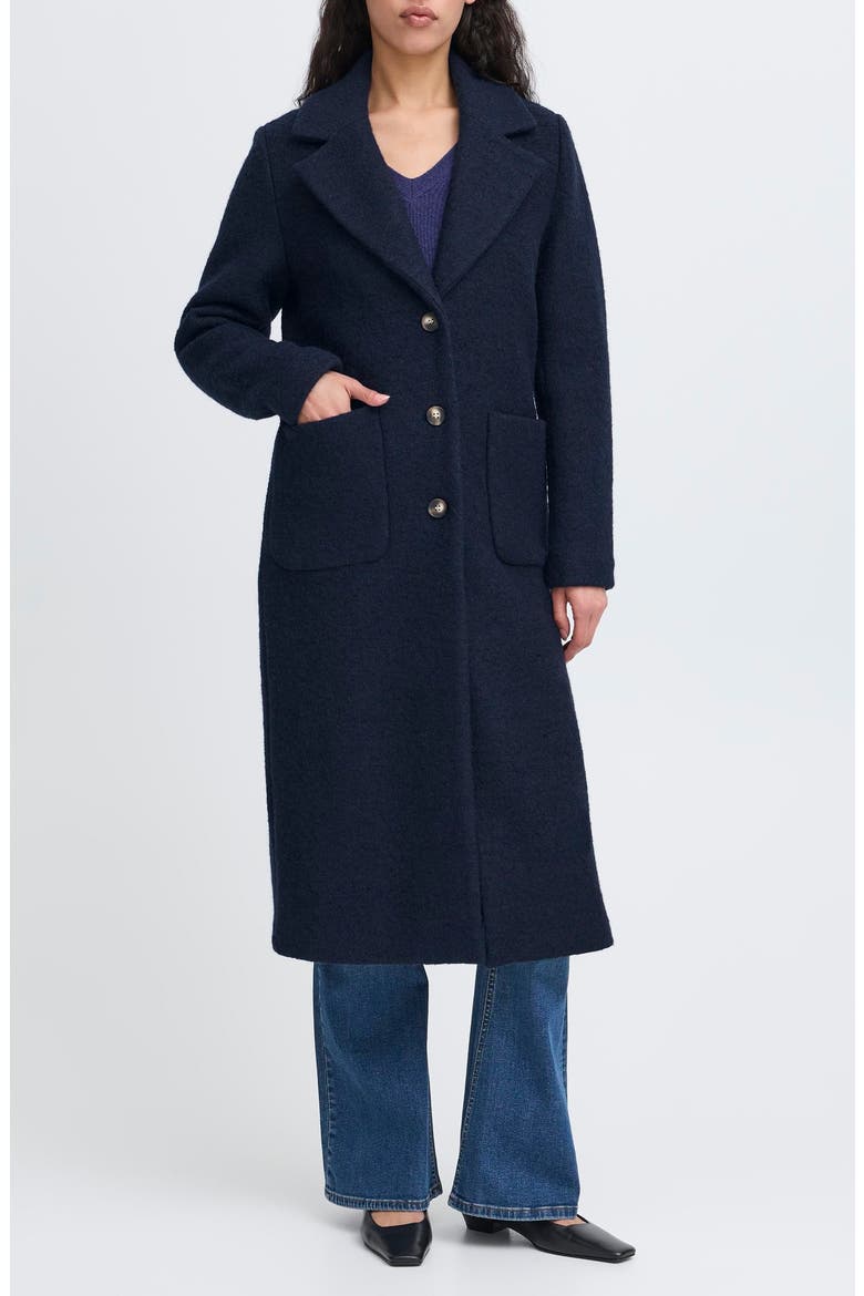 Wool Blend Trench Coat, Main, color, DARK NAVY
