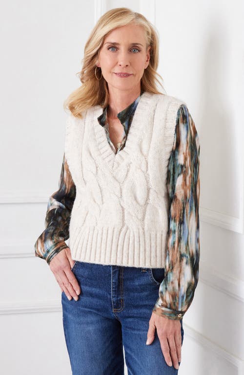 Karen Kane Cable Knit Sweater Vest In White