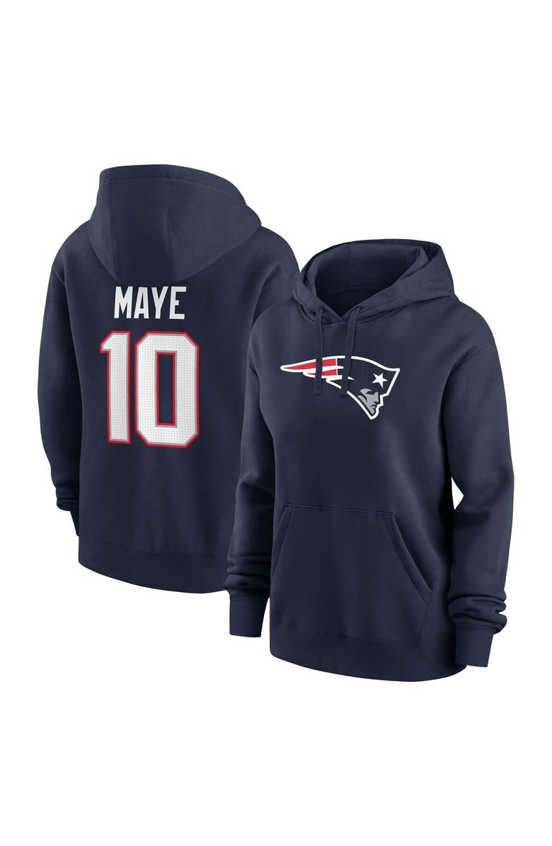 Nike Women's Nike Drake Maye Navy New England Patriots Player Name & Number Fleece Hoodie, Main, color, Navy