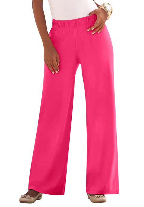 Plus Size Pull On Wide Leg Soft Knit Pant