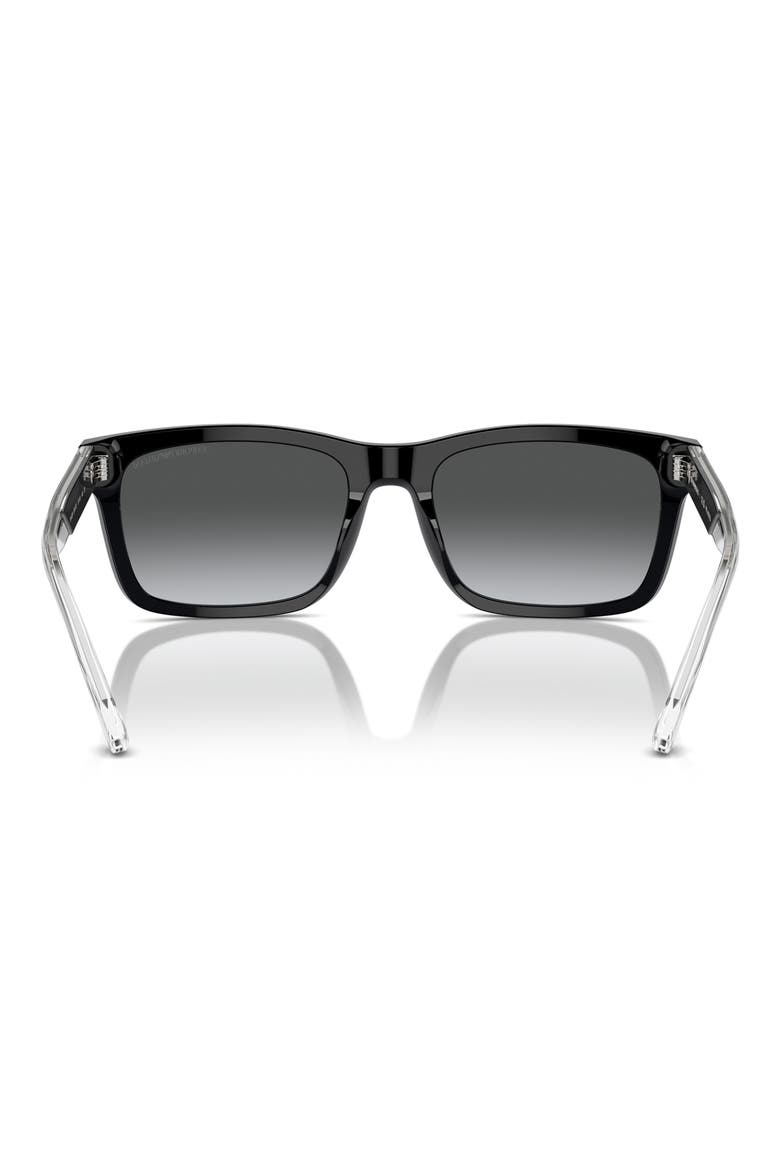 57mm Rectangle Sunglasses, Alternate, color, SHINY BLACK / DARK GREY POLAR