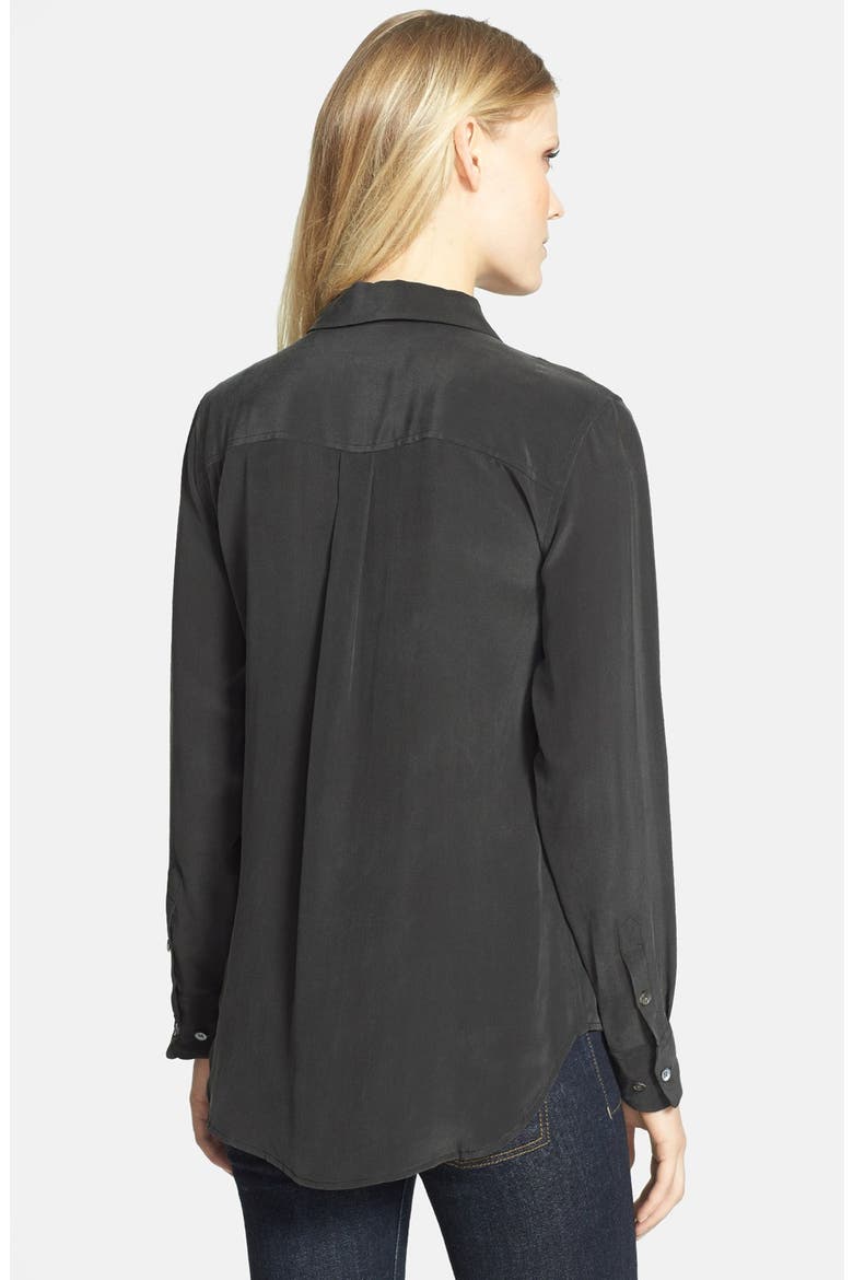 'Slim Signature' Silk Shirt, Alternate, color, BLACK