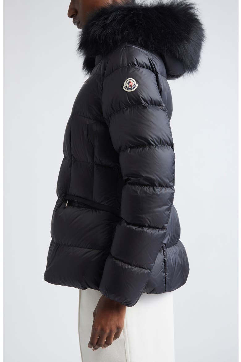 Boed Down Puffer Jacket with Genuine Shearling Trim, Alternate, color, BLACK