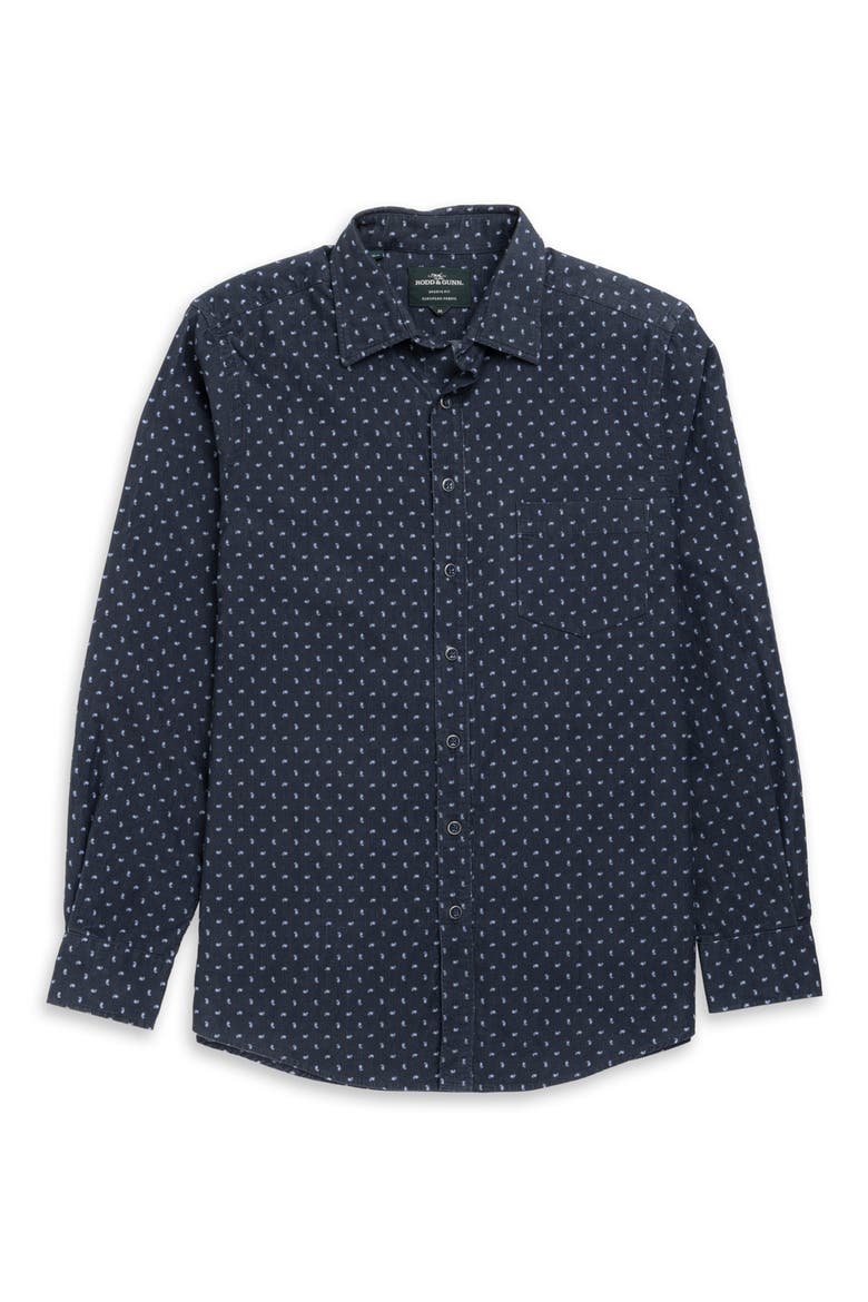 Harrington Neat Paisley Cotton Corduroy Button-Up Shirt, Alternate, color, BLUEBERRY
