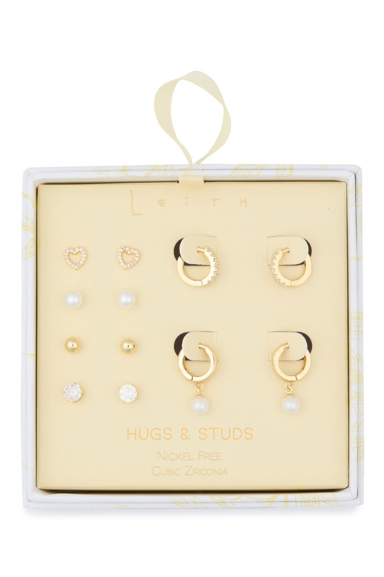 6-Pair Cubic Zirconia Earrings Set, Main, color, CLEAR- WHITE- GOLD