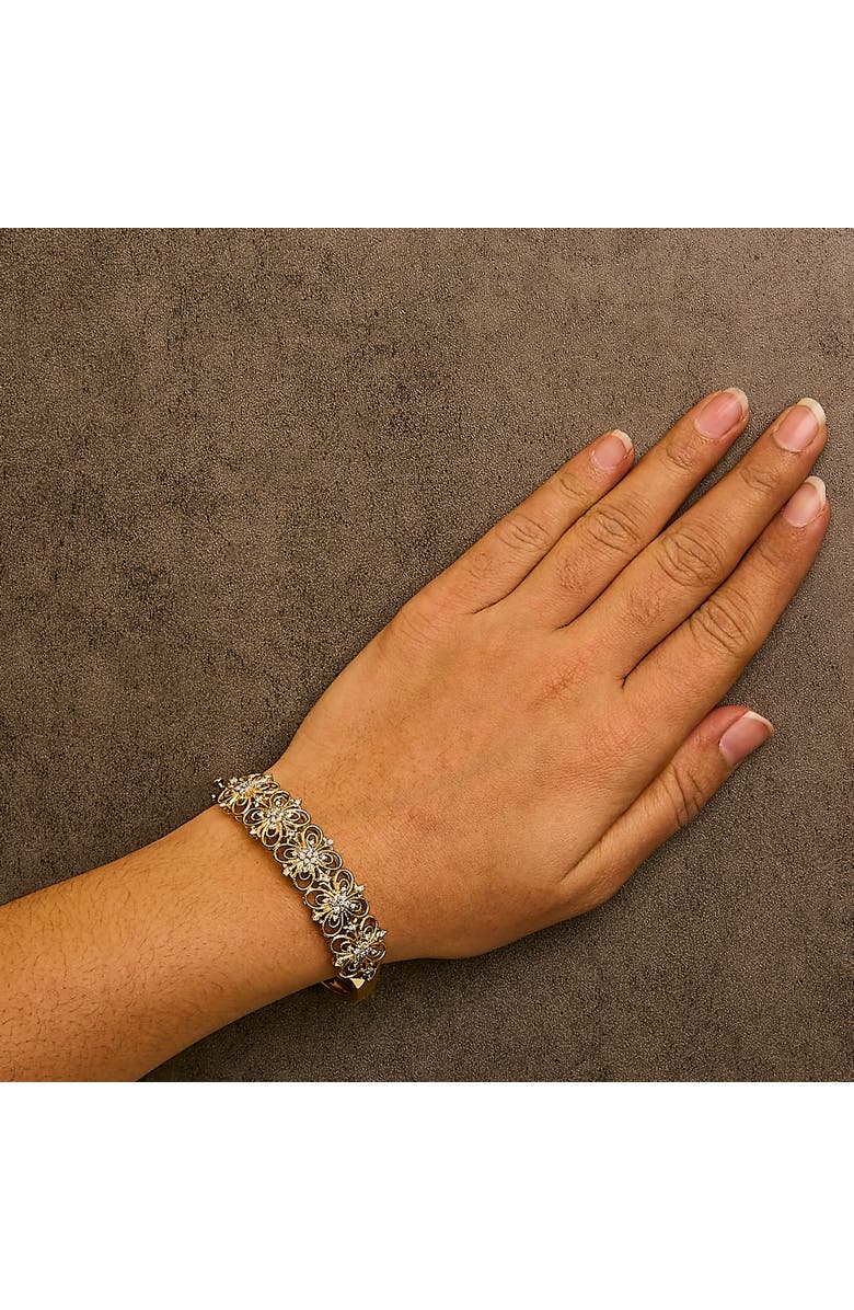 Haus of Brilliance 14K Gold 1.00 Cttw Diamond Vintage Inspired Floral Bangle Bracelet, Alternate, color, 