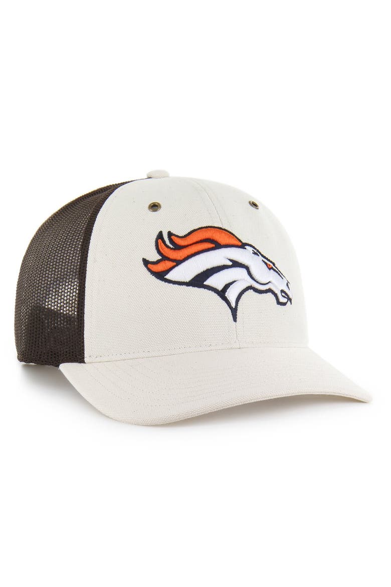 Men's Carhartt x '47 Natural/Brown Denver Broncos Undyed Trucker Adjustable Hat, Alternate, color, Natural
