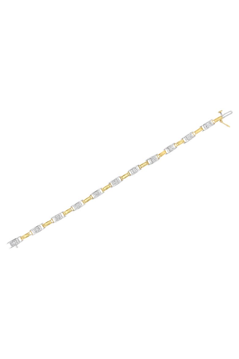 14K Two-Tone Gold 1.00 Cttw Princess-Cut Diamond Chain Link  Bracelet, Alternate, color, Yellow