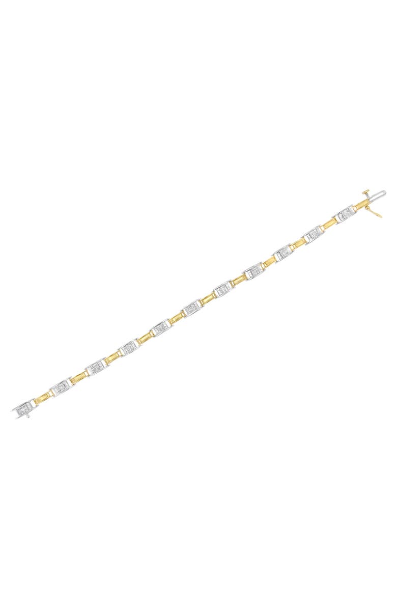 Haus of Brilliance 14K Two-Tone Gold 1.00 Cttw Princess-Cut Diamond Chain Link Bracelet, Alternate, color, Yellow
