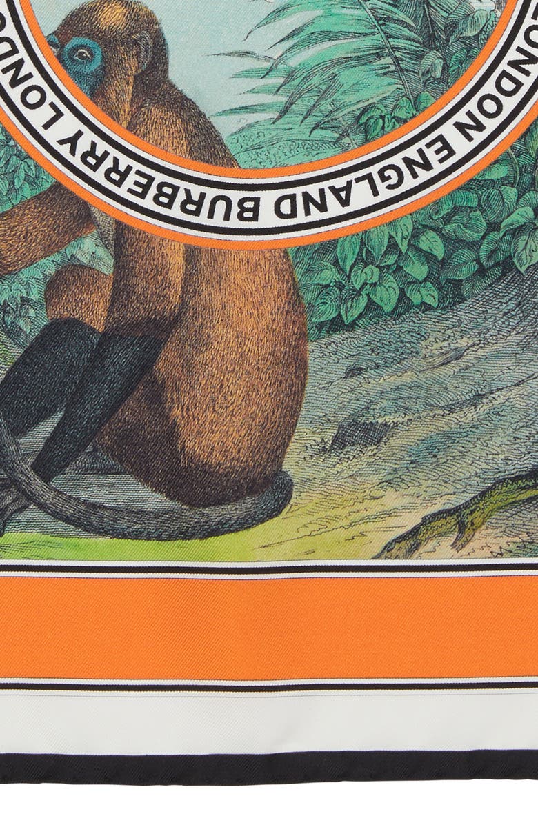 Burberry Logo Monkey Print Silk Scarf, Alternate, color,