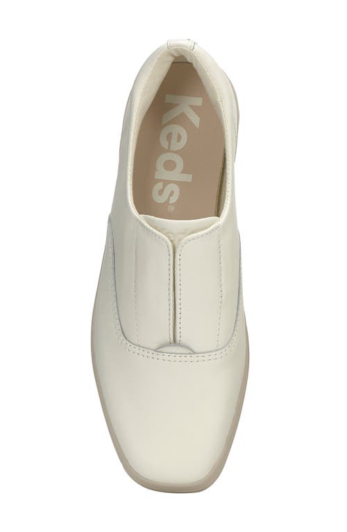 Keds Women's Champion Square Toe Tone Off Foxing Slip On Leather Sneakers In Egret