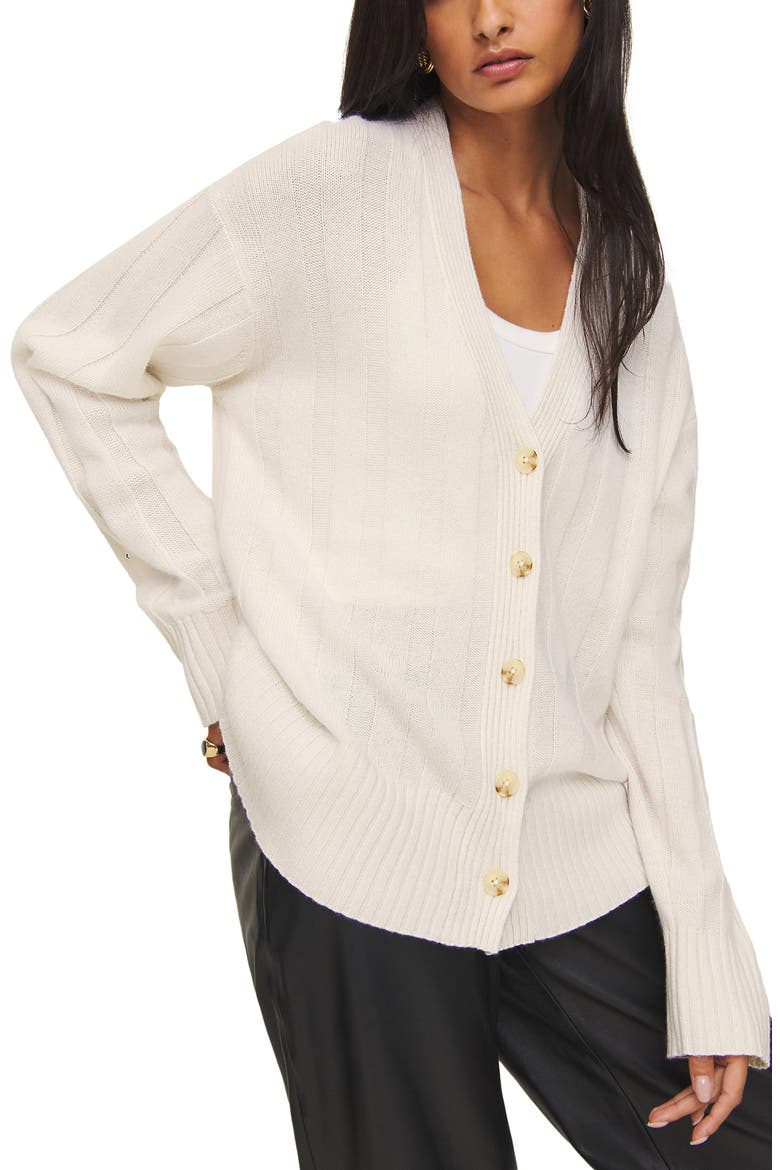 Capri Oversize Recycled Cashmere & Wool Blend Cardigan, Main, color, GOSSAMER