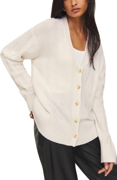 Nordstrom Signature outlets Blouson Sleeve Cashmere-Linen Cardigan - size Small in Ivory