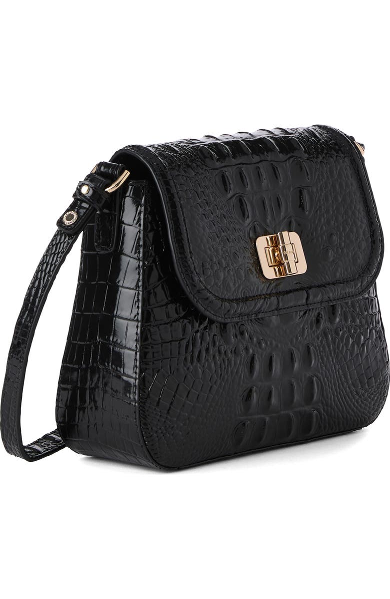 Brahmin Gianna Croc Embossed Leather Crossbody Bag, Alternate, color, Black
