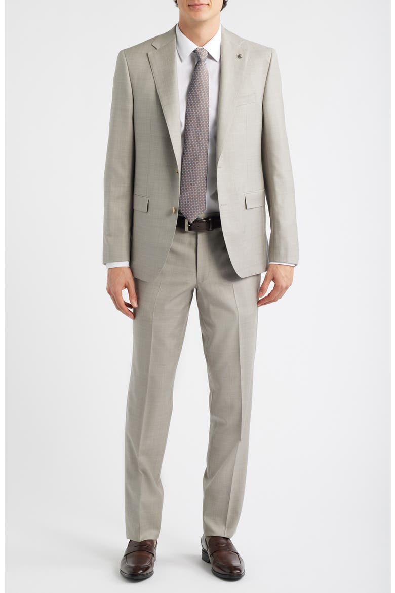 Esprit Tan Mélange Wool Suit, Main, color, GREY