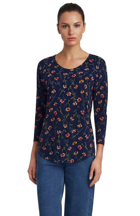3/4 Sleeve Lightweight Jersey Shirttail Tee