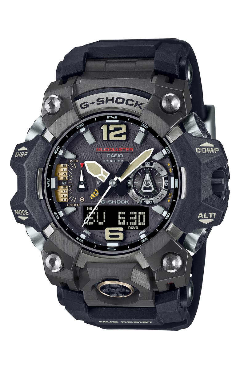 G-SHOCK Master of G Mudmaster Resin Casio Ana-Digi Watch, 58.7mm, Main, color, Black