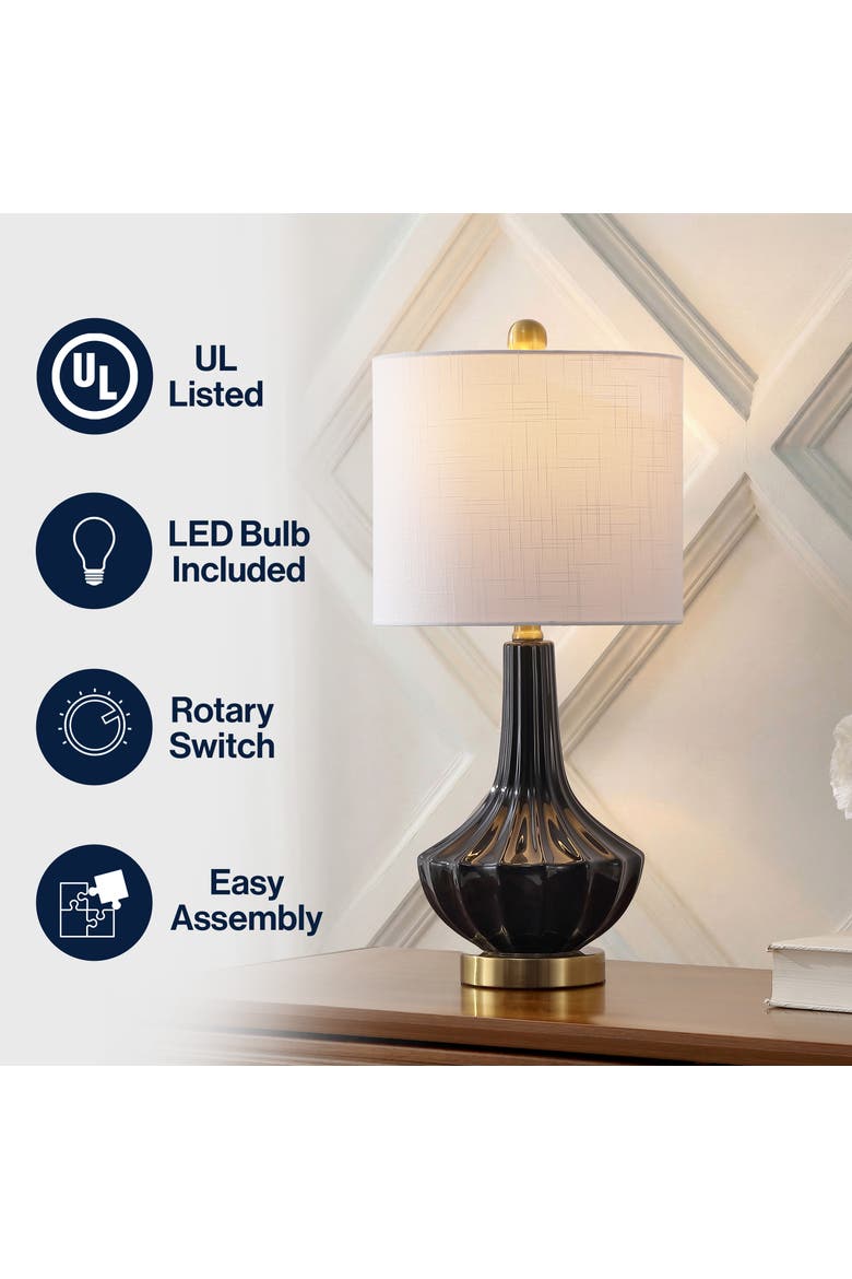 Parker 21.5" Contemporary Traditional Ceramic/Metal Gourd LED Table Lamp, Alternate, color, Black