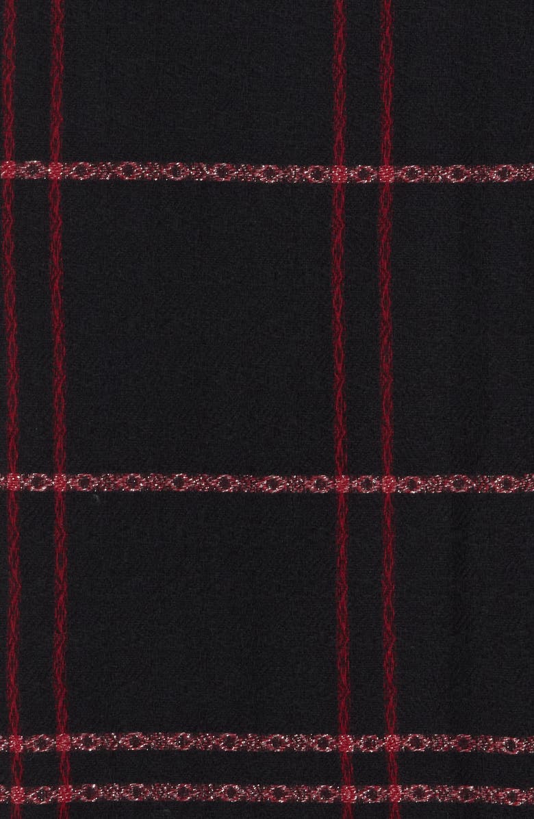 Vince Camuto Geo Pattern Fringe Square Scarf, Alternate, color, Black Red