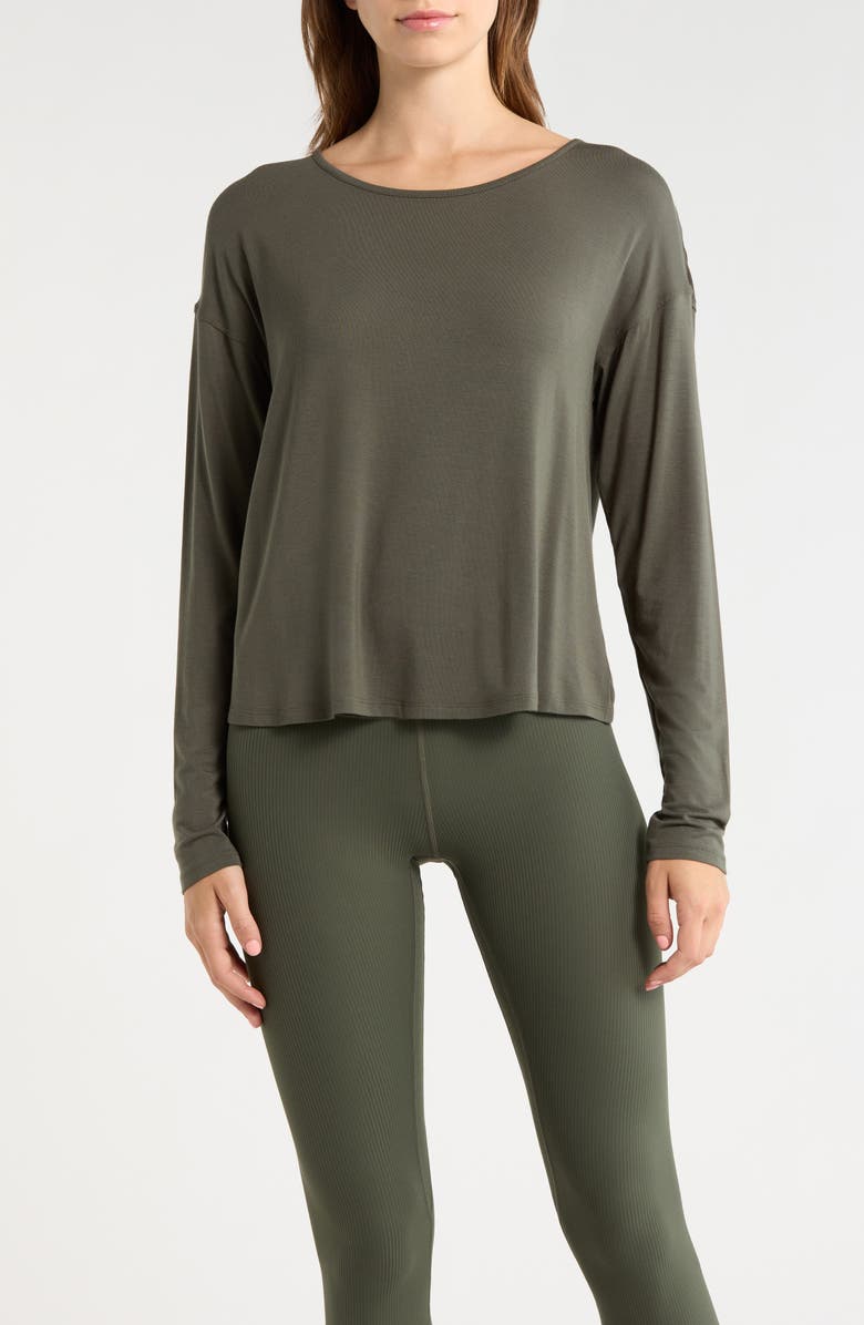 MPG Breeze Open Twist Back Top, Main, color, Kambaba