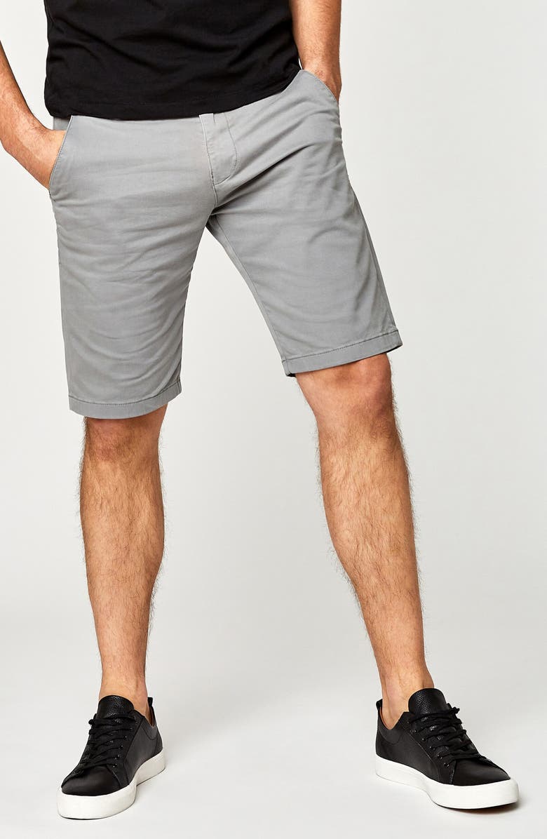 Mavi Jeans Jacob Stretch Twill Flat Front Shorts, Main, color, Shark Skin Twill