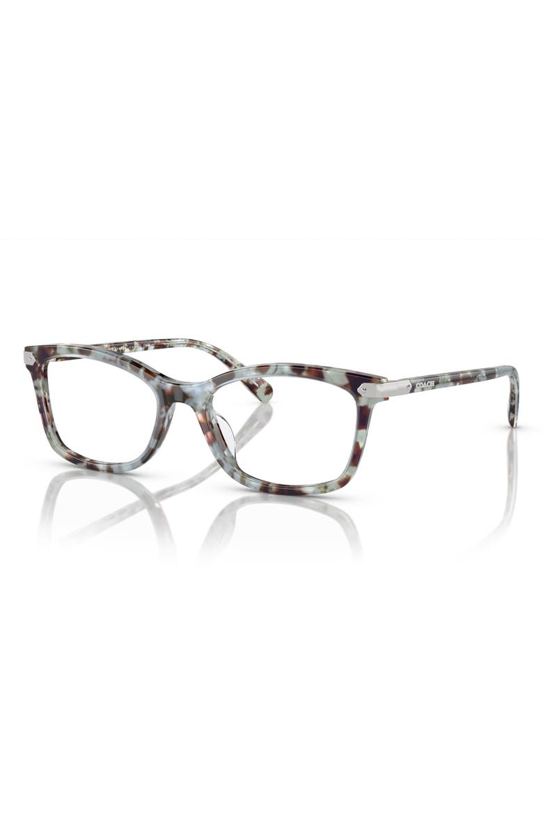 COACH 53mm Rectangular Optical Glasses, Alternate, color, Sea Glass Tortoise / Demo