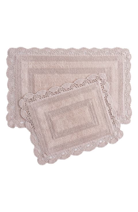 Reversible Crochet Cotton 2-Piece Bath Mat Set