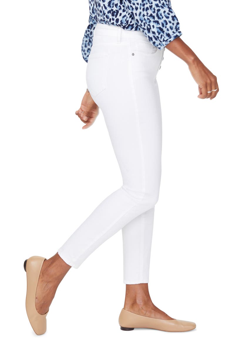 Ami Exposed Button Stretch Ankle Jeans, Alternate, color, OPTIC WHITE