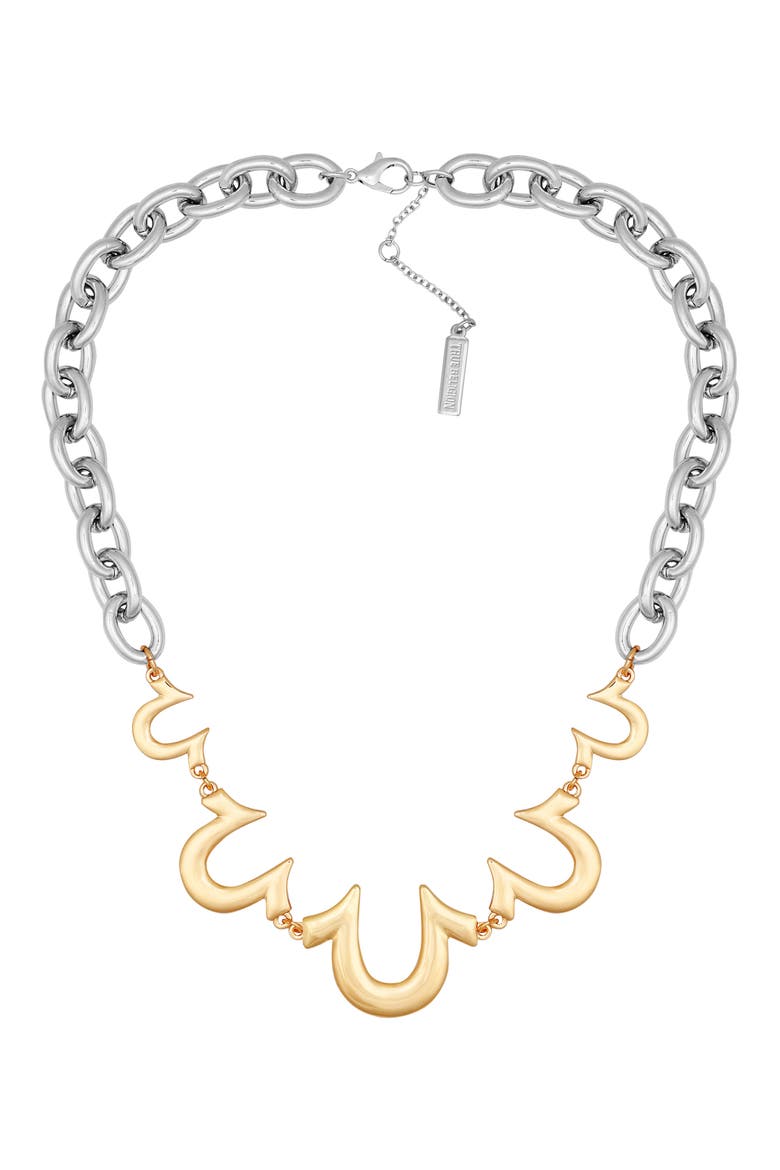 Horseshoe Two-Tone Chain Necklace, Alternate, color, TWO TONE