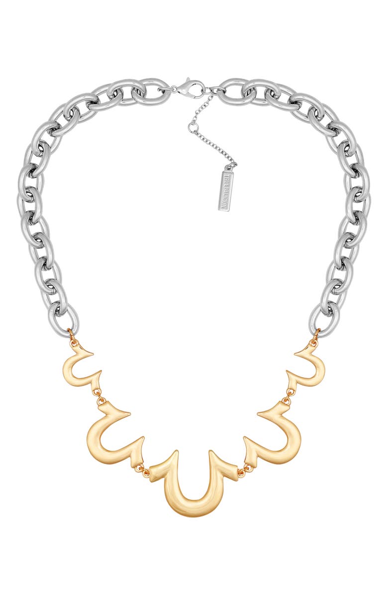 True Religion Horseshoe Two-Tone Chain Necklace, Alternate, color, 