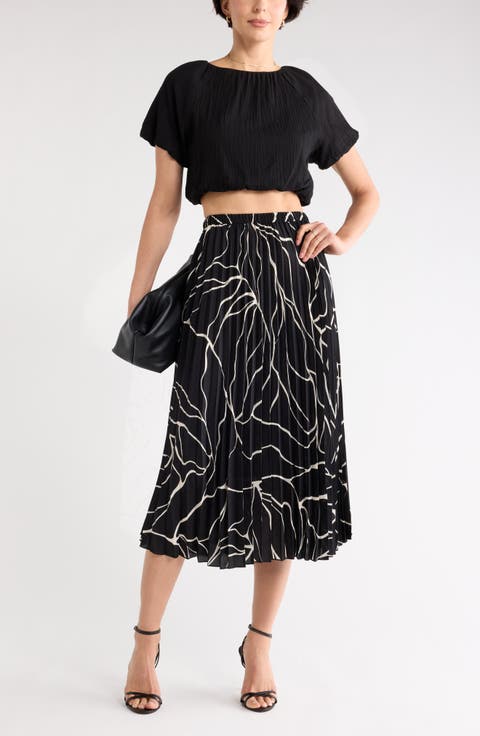 Chiffon Pleated Midi Skirt