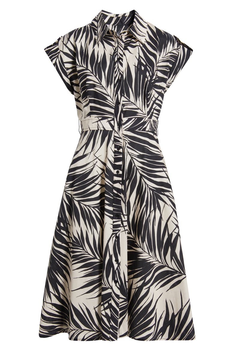 Fern Print Cotton Poplin Midi Shirtdress, Alternate, color, BLACK SAND