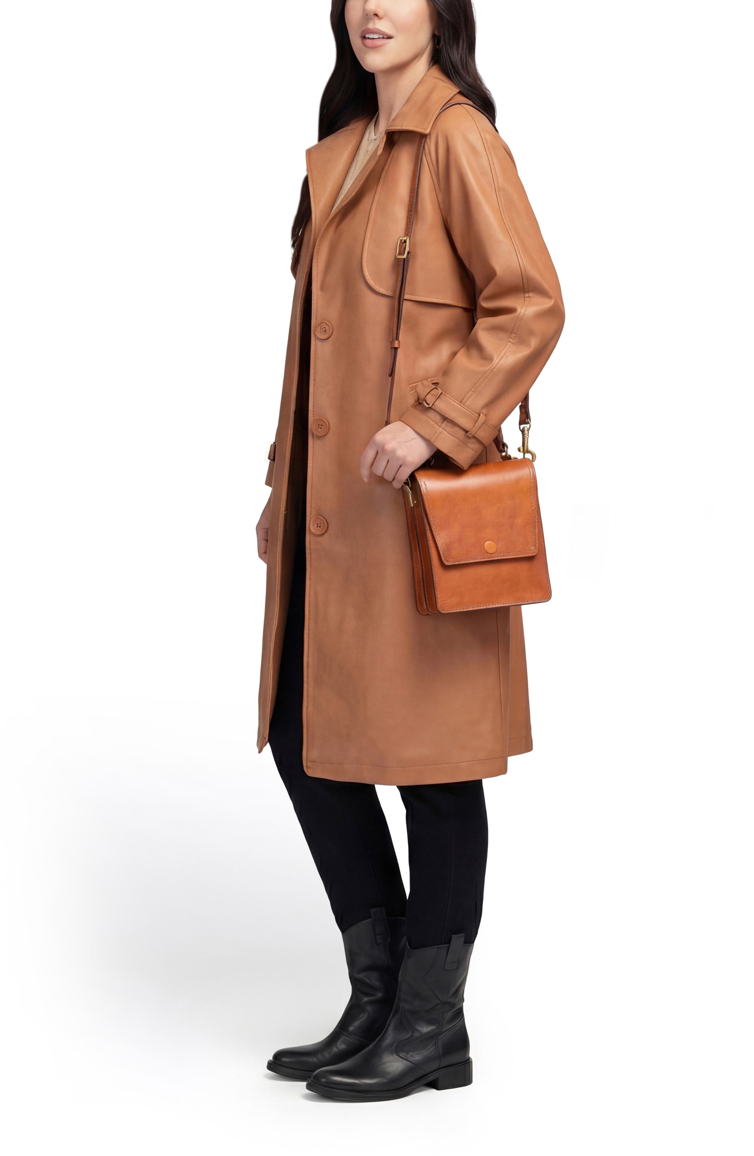 Basswood Leather Crossbody Bag, Alternate, color, CARAMEL
