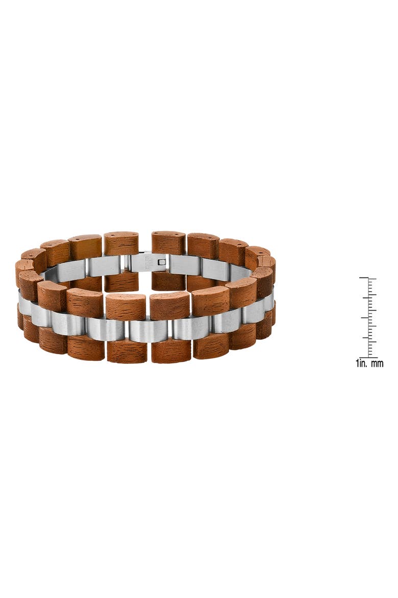 Wood & Stainless Steel Bracelet, Alternate, color, SILVER/ BROWN