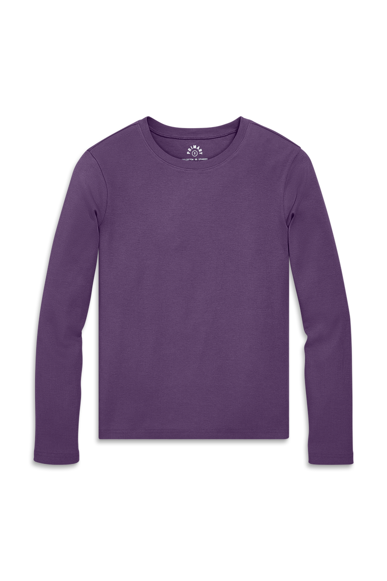 Women's Fit Long Sleeve Rib Tee, Main, color, Vintage Grape