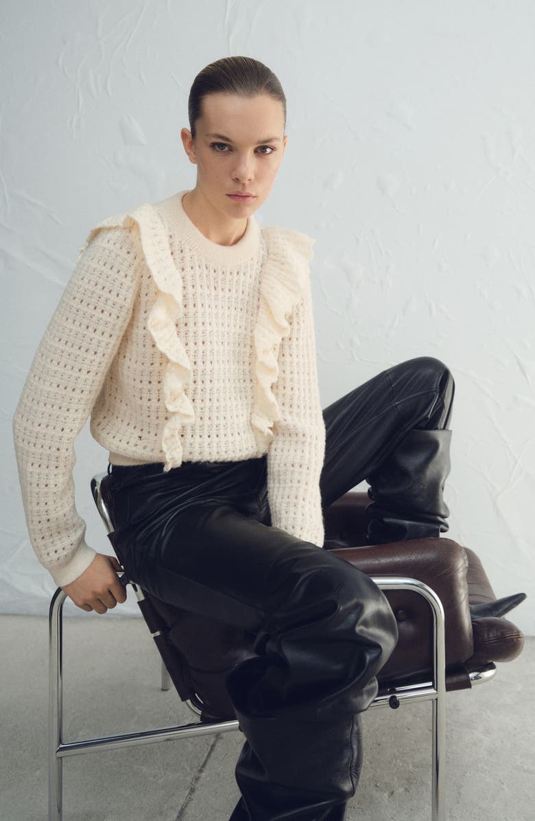 MANGO Openwork Sweater, Alternate, color, Ecru