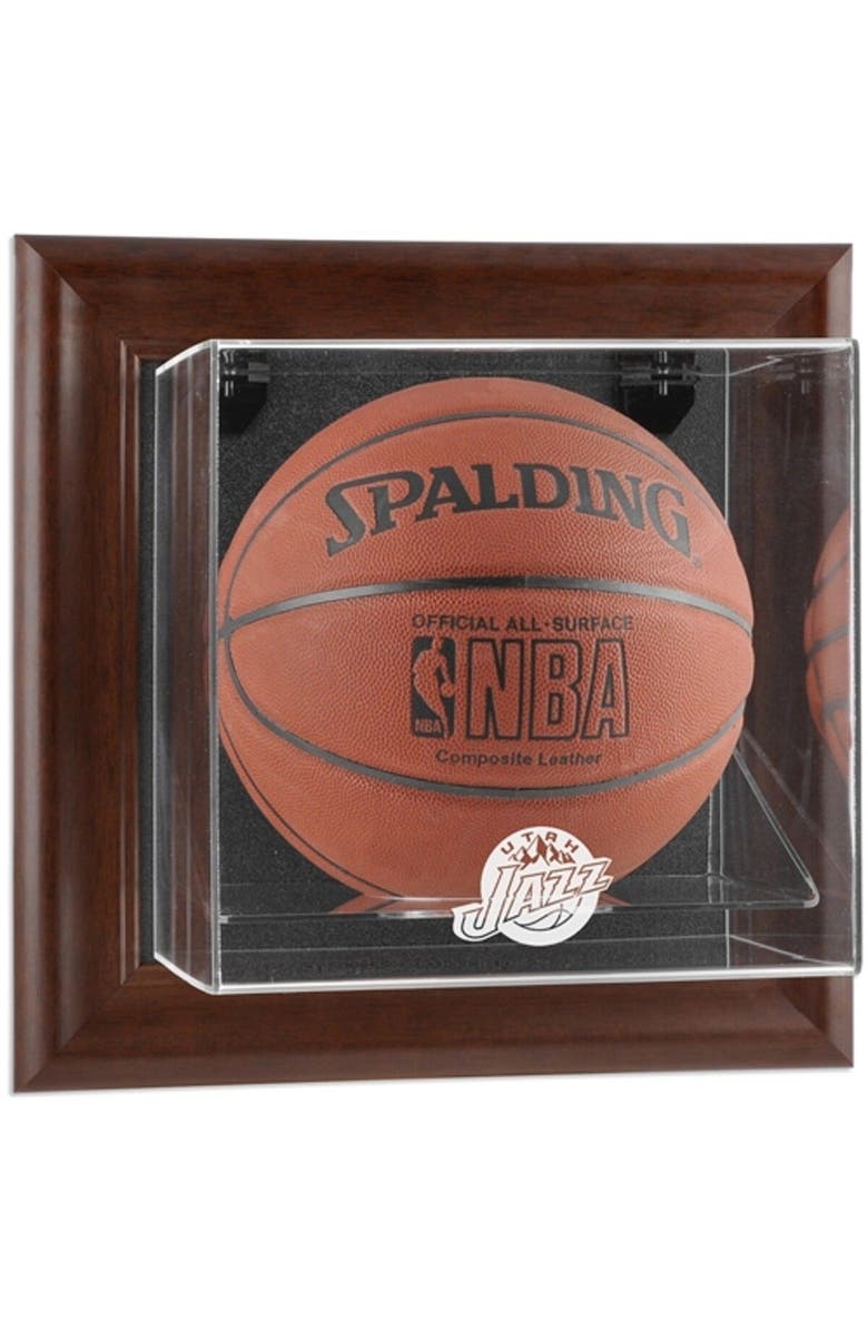FANATICS AUTHENTIC Utah Jazz Brown Framed Wall-Mounted Hardwood Classics 2004 - 2016 Team Logo Basketball Display Case, Main, color, 