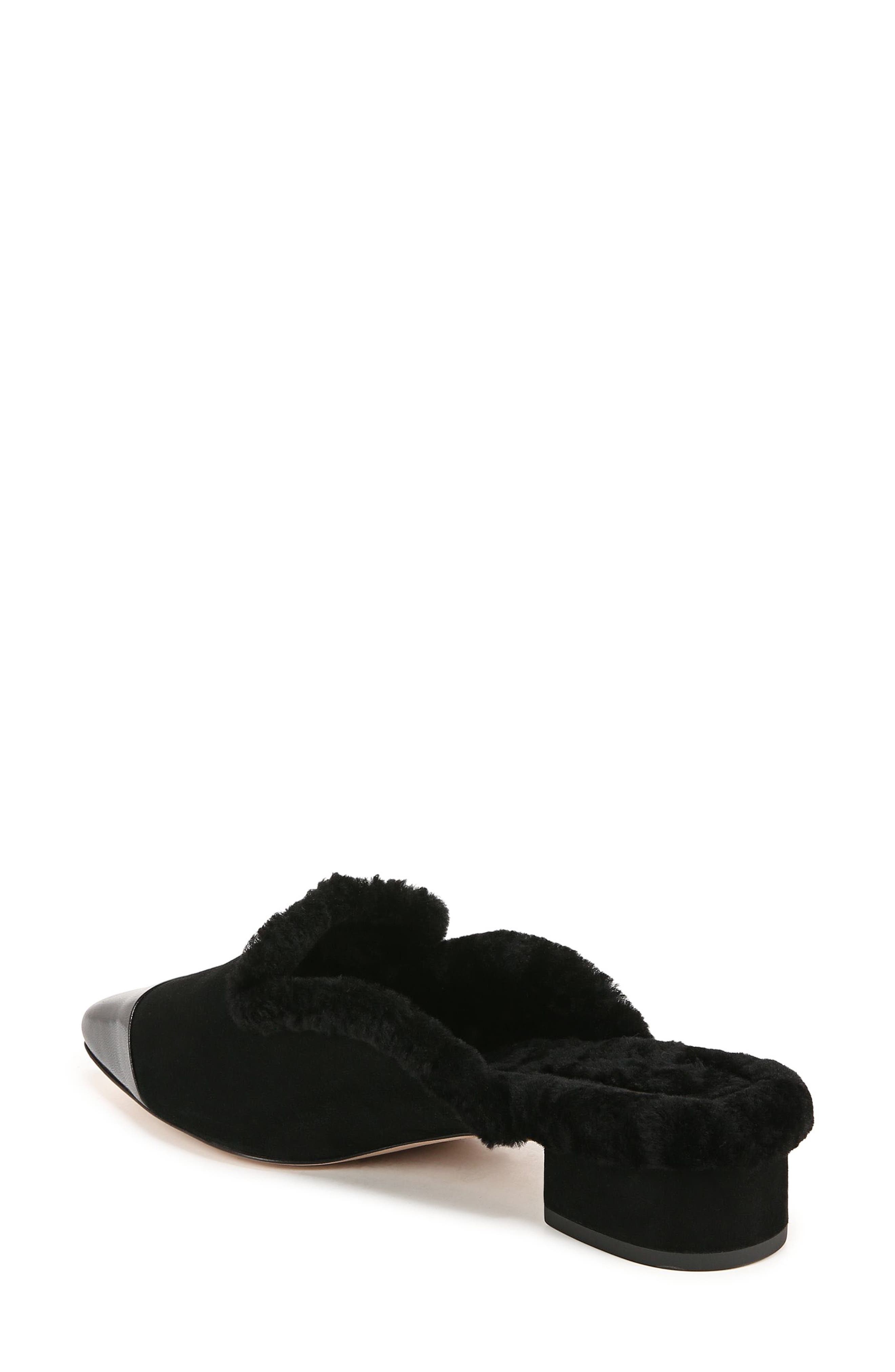 Veronica Beard Cecile Genuine Shearling Mule, Alternate, color, Black/ Black
