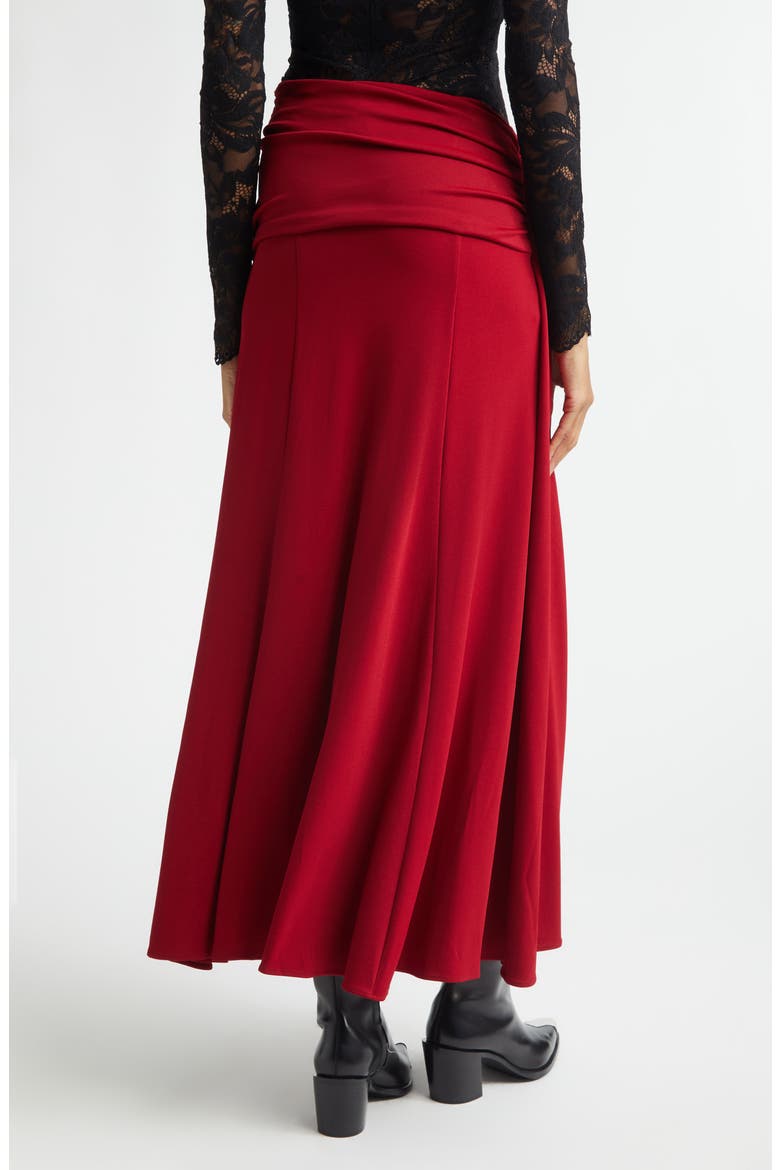 Ruched & Gathered Jersey Maxi Skirt, Alternate, color, RED WINE