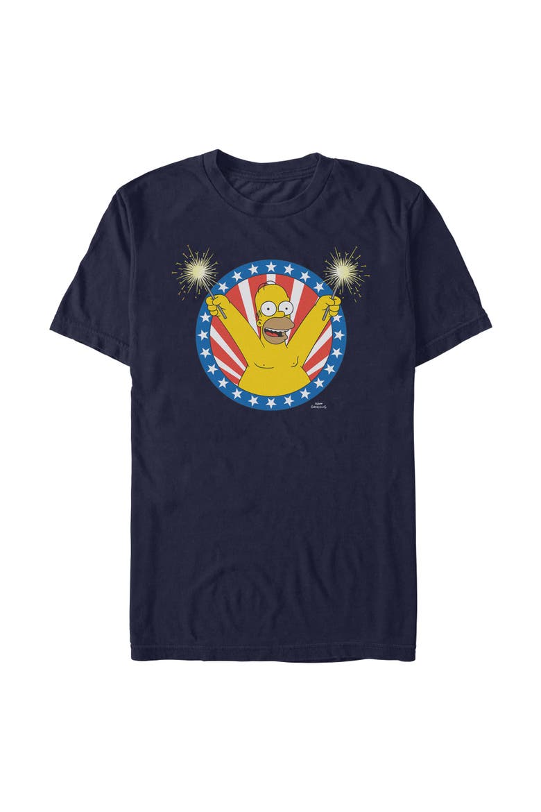 Men's The Simpsons Festive Homer Portrait  Graphic T-Shirt, Main, color, Navy Blue