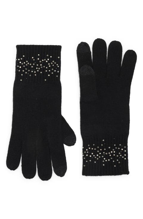 Studded Cuff Cashmere Gloves