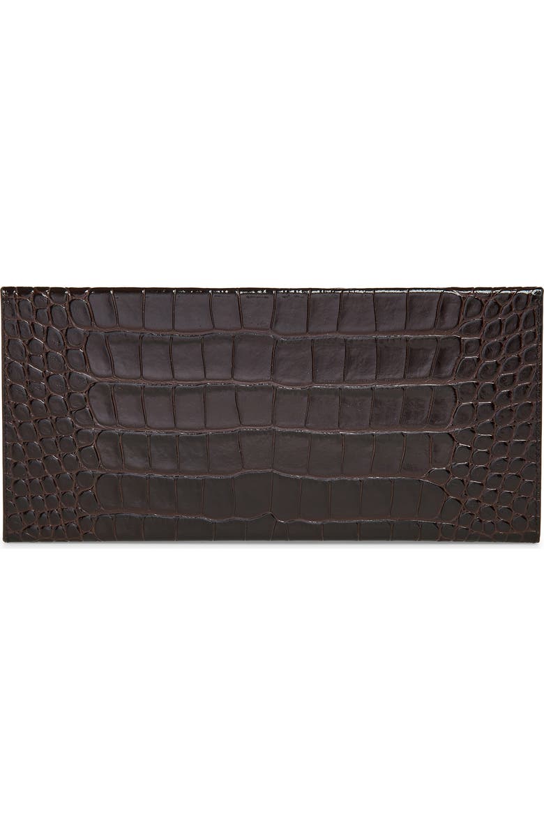 TOM FORD Croc Embossed Patenet Leather East/West Box Clutch, Alternate, color, 1B087 Espresso