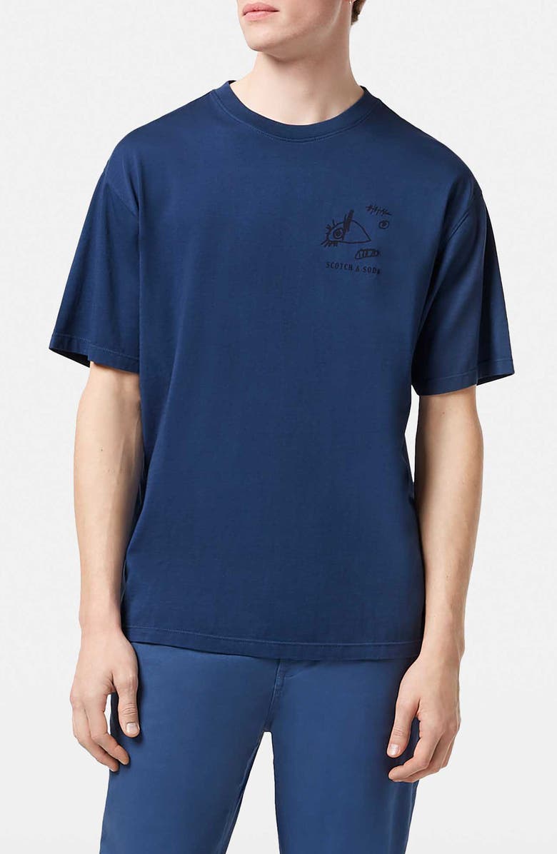 Scotch & Soda Regular Fit Logo Graphic T-Shirt, Main, color, Atlantic Blue