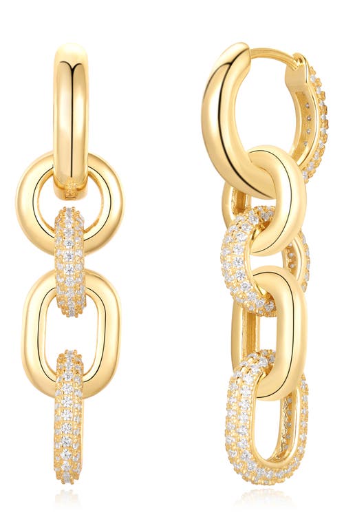 Suzy Levian Pavé Cubic Zirconia Chain Drop Huggie Hoop Earrings