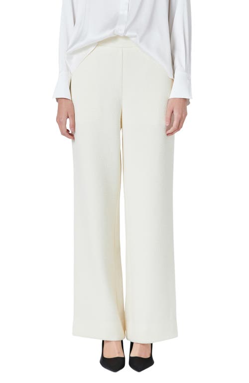 Endless Rose Tweed Wide Leg Pants in Cream 