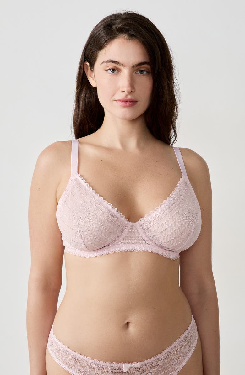 Etam Panama Lace Underwire Bra, Alternate, color, Pink